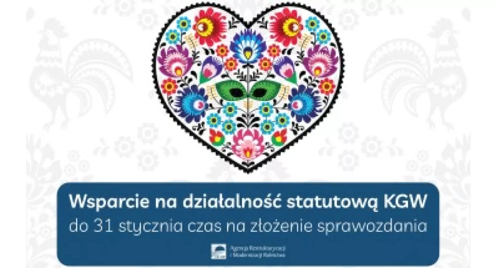 logo Krajowego Rejestru Kół Gospodyń Wiejskich w kształcie serca wypełnionego regionalnymi kolorowymi wzorami