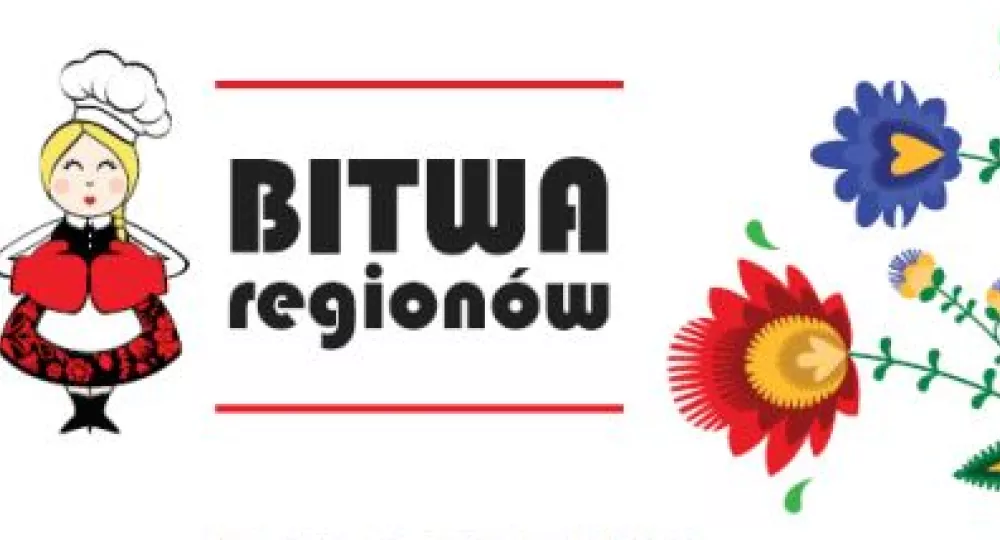 animowana postać szefowej kuchni w regionalnym stroju gotowej na konkurs kulinarnej bitwy regionów